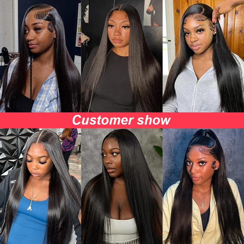 250 Density Human Hair 40 Inch Bone Straight 13x6 HD Lace Frontal Wigs Black Closure 13x4 Lace Front Wig 5x5 Glueless Brazilian thumbnail 5