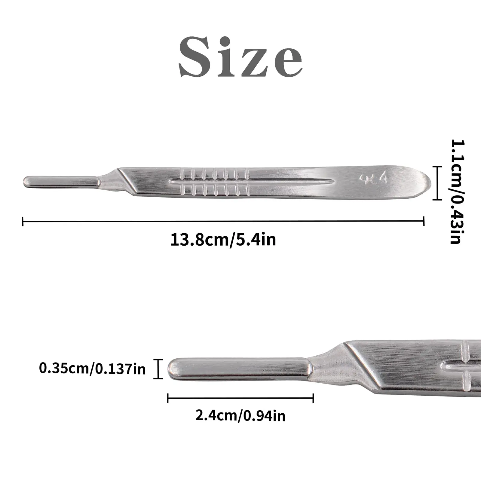 2 Pack Scalpel Handle with Scale #4 Fits Surgical Blades No. 22, 23, 24 Rust Proof Durable and Solid Stainless Steel Handle thumbnail 2