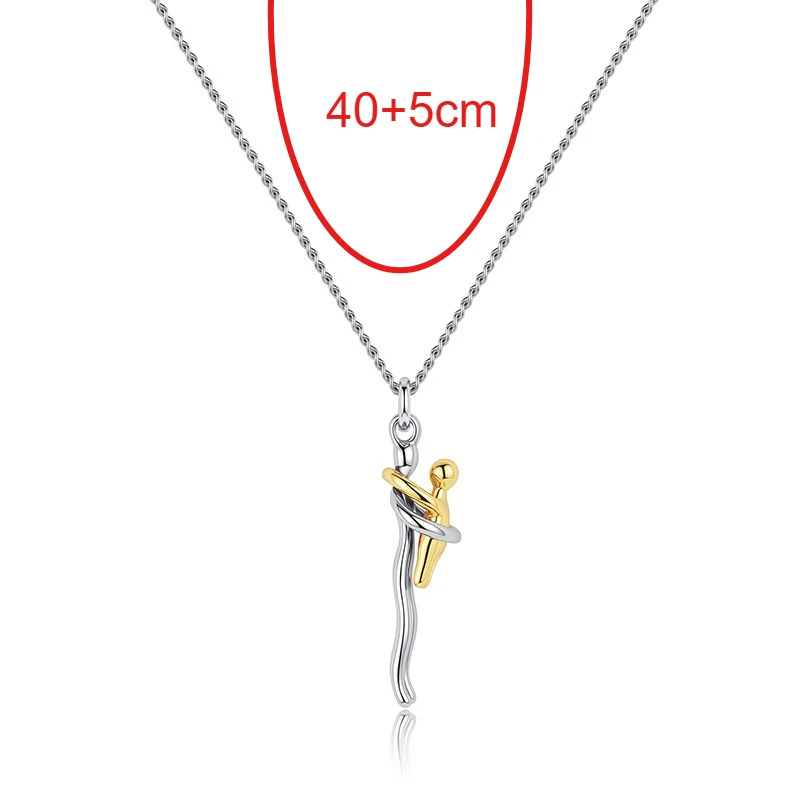 Stainless Steel Mother Child Hug Pendant Necklace Silver Gold Color Love Embrace Family Anniversary Charm Jewelry Gift thumbnail 2