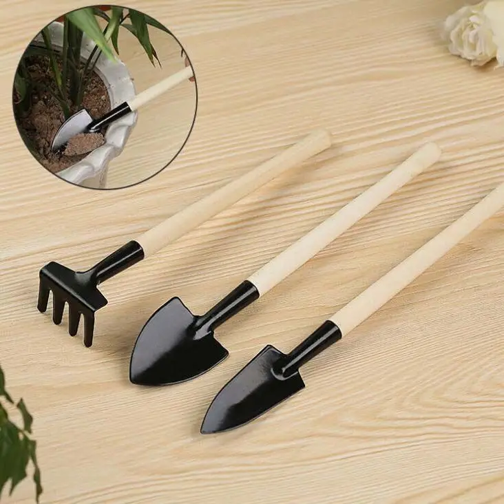 3PCS Planting Tools Mini Digging Weeding Garden Tool Set for Indoor Flower Pot Cactus Vegetables Small Plants Garden BZQ01 thumbnail 3