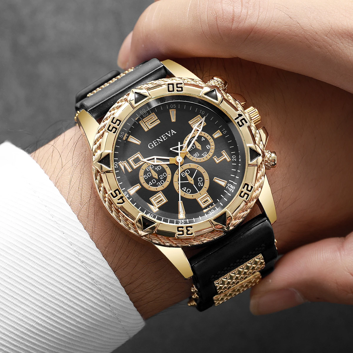 Fashion Silicone Strap Men Sports Watch Luxury Arabic Dial Business Quartz Wristwatch Reloj Hombre (Without Box) thumbnail 2