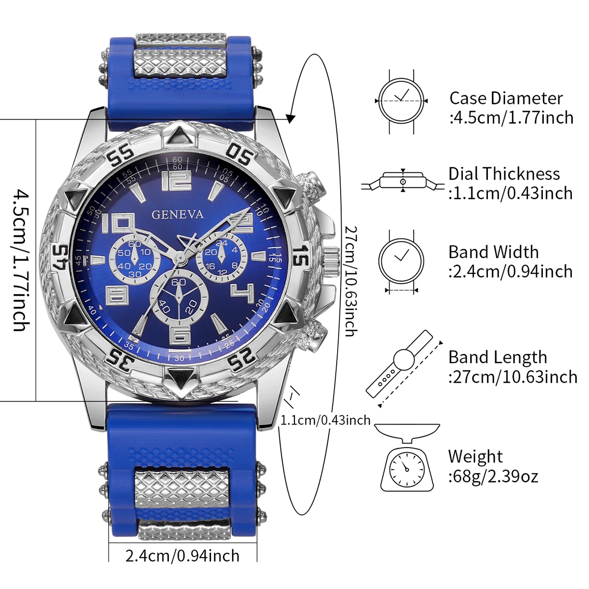 Fashion Silicone Strap Men Sports Watch Luxury Arabic Dial Business Quartz Wristwatch Reloj Hombre (Without Box) thumbnail 6
