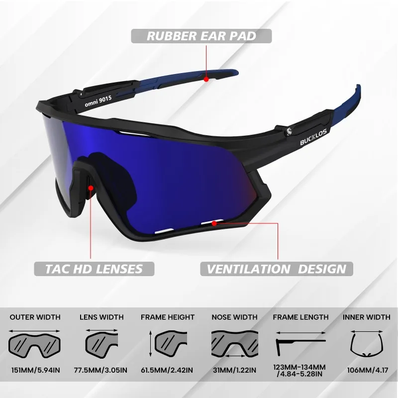 BUCKLOS UV400 Polarized Cycling Goggles Road Mountain Bike Sunglasses TR-90 Frame Outdoor Cycling Eyewear Unisex Sports Glasses thumbnail 3