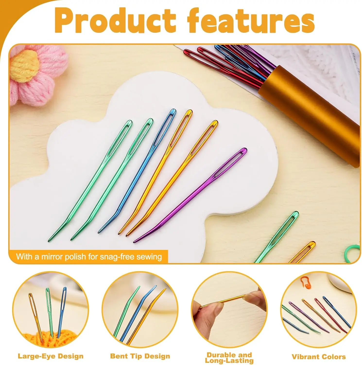 10Pcs Yarn Darning Tapestry Needles Large Eye Weaving Needle for Crocheting with Aluminum Storage Knitting Crochet Accessories thumbnail 3