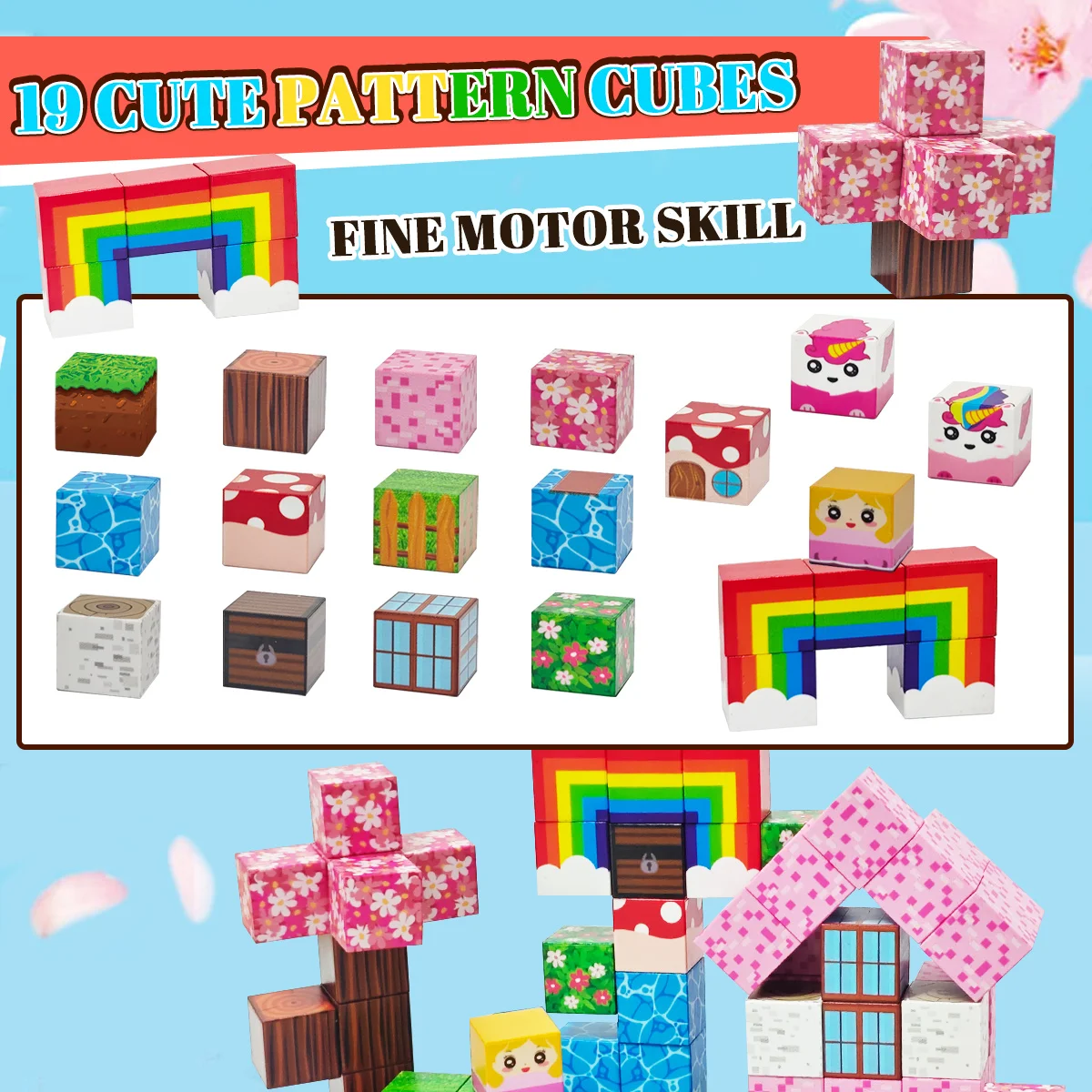 Magnetic Building Blocks,  Rainbow Unicorn Magnetic Cubes, Education Toys for Girls and Boys, Ideal Christmas Birthday Gifts thumbnail 6