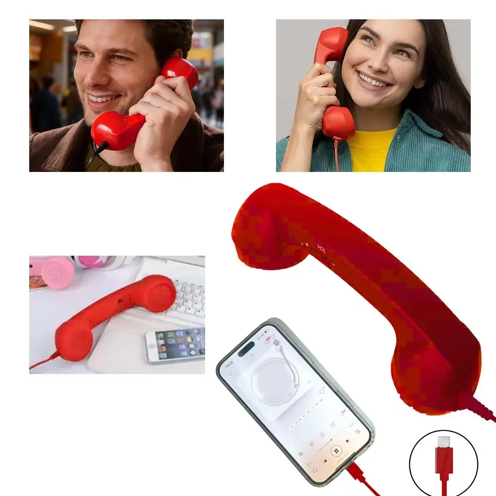 Retro Telephone Receiver Type-C 3.5mm Microphone Handset Directly Plug Into Mobile Phone Handset For Mobile Phones thumbnail 6