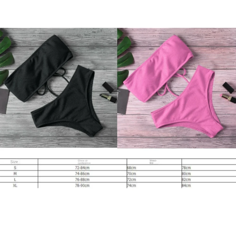 Fashion Strapless Bikini Set Sexy Adjustable Bathing Suit Backless High Waist Swimsuit Summer thumbnail 6