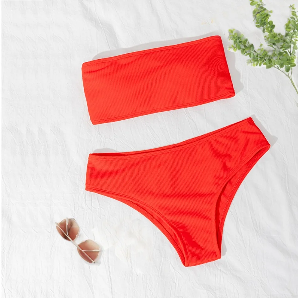 Fashion Strapless Bikini Set Sexy Adjustable Bathing Suit Backless High Waist Swimsuit Summer thumbnail 5