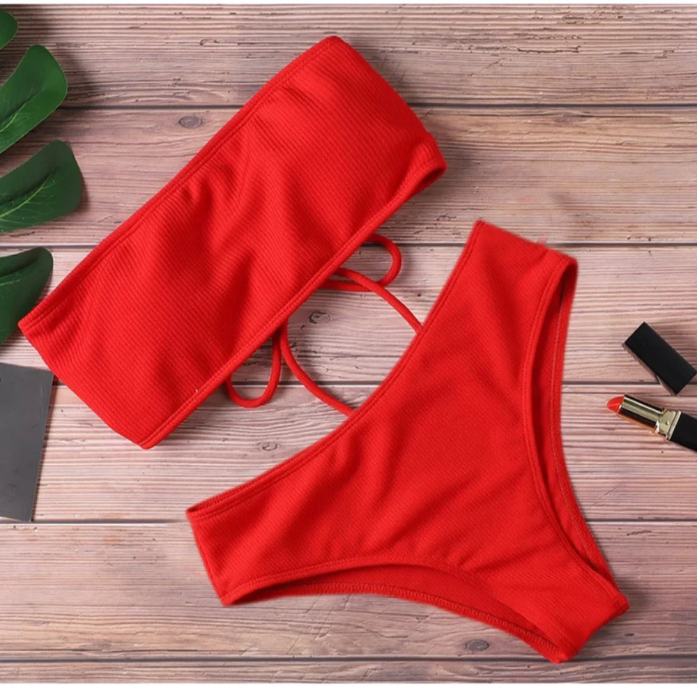 Fashion Strapless Bikini Set Sexy Adjustable Bathing Suit Backless High Waist Swimsuit Summer thumbnail 2
