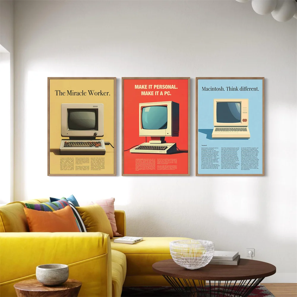 Retro Computer Advertising Poster Prints – 1990s Technology Wall Decorations – Retro Computer Information Home Living Room Decor thumbnail 2