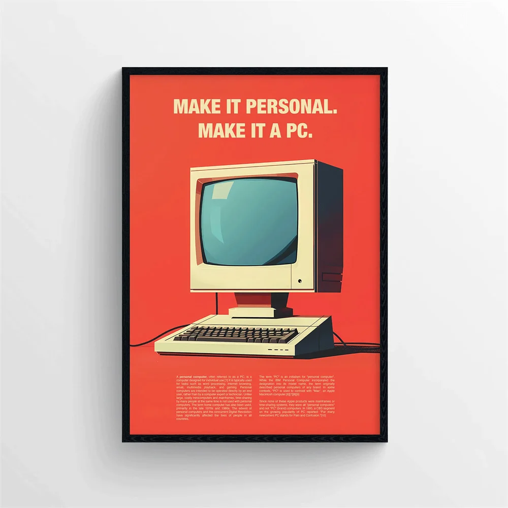 Retro Computer Advertising Poster Prints – 1990s Technology Wall Decorations – Retro Computer Information Home Living Room Decor thumbnail 5