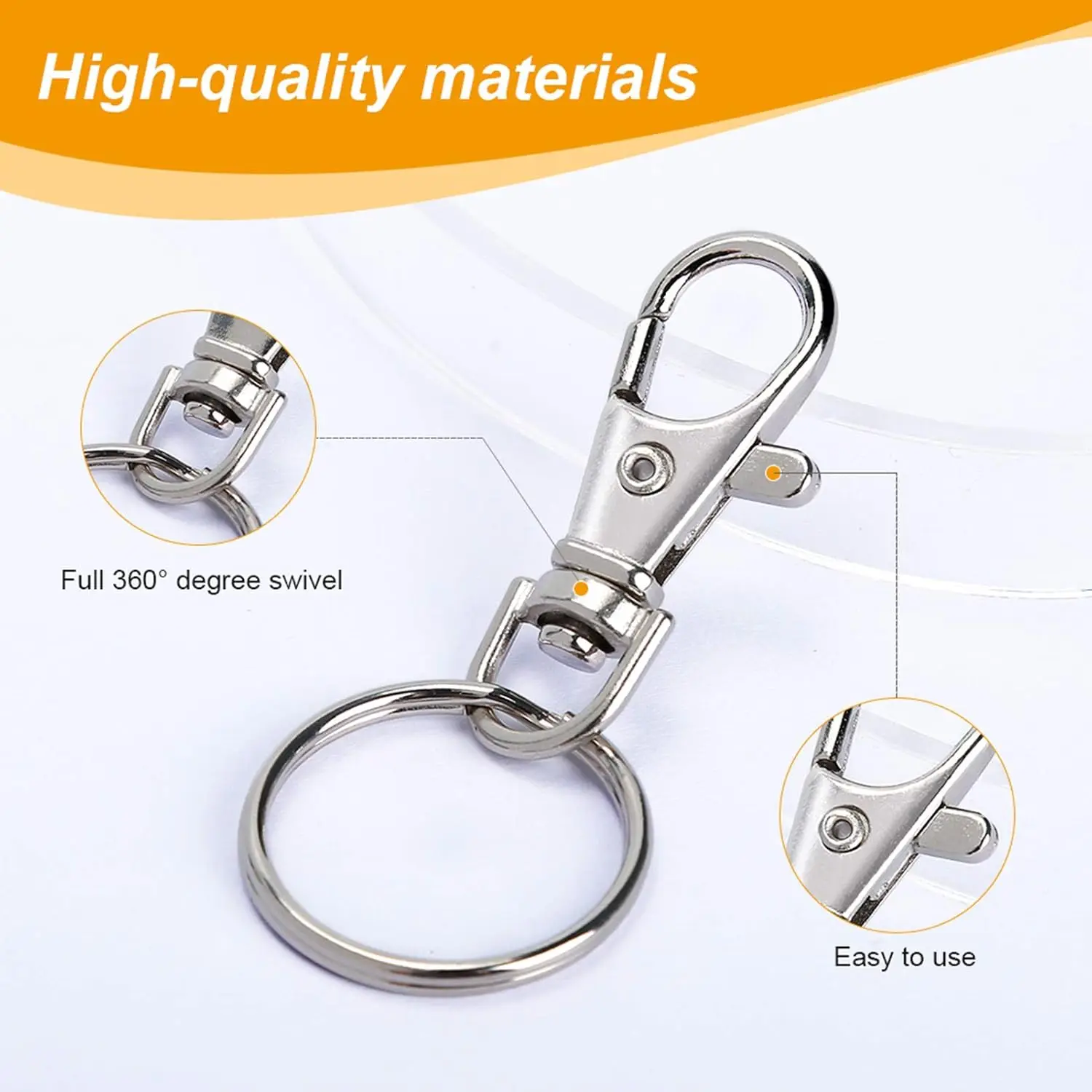 20/40/60 PCS Keychain Hook with Key Ring Keychain Clip Hook with Flat Ring for Lanyard Jewelry Making DIY Crafts thumbnail 3