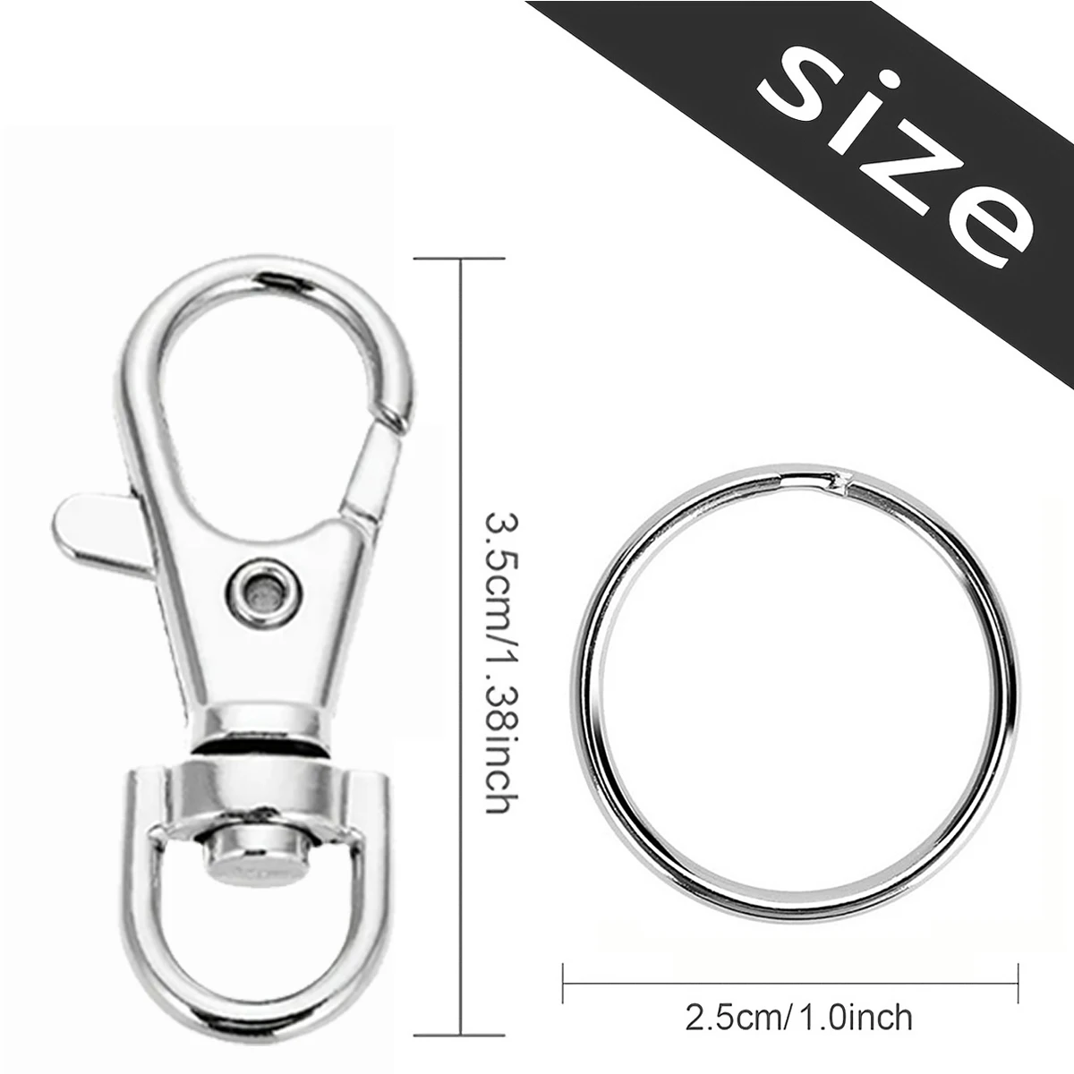 20/40/60 PCS Keychain Hook with Key Ring Keychain Clip Hook with Flat Ring for Lanyard Jewelry Making DIY Crafts thumbnail 2
