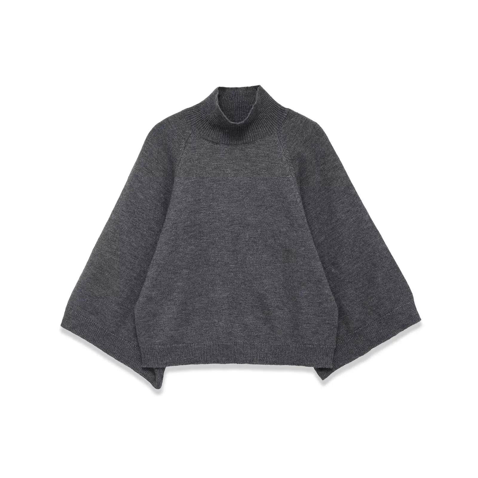 Blue Wide Sleeve Knit Pullover Women Spring 2025 Short High Neck Sweater thumbnail 5