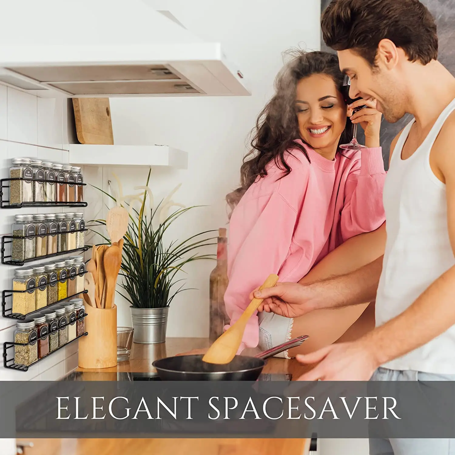 4/2PCS Spice Rack Organizer Wall Mount Storage Racks Space Saving Metal Seasoning Racks Kitchen Cabinet Door Spice Jar Organizer thumbnail 3