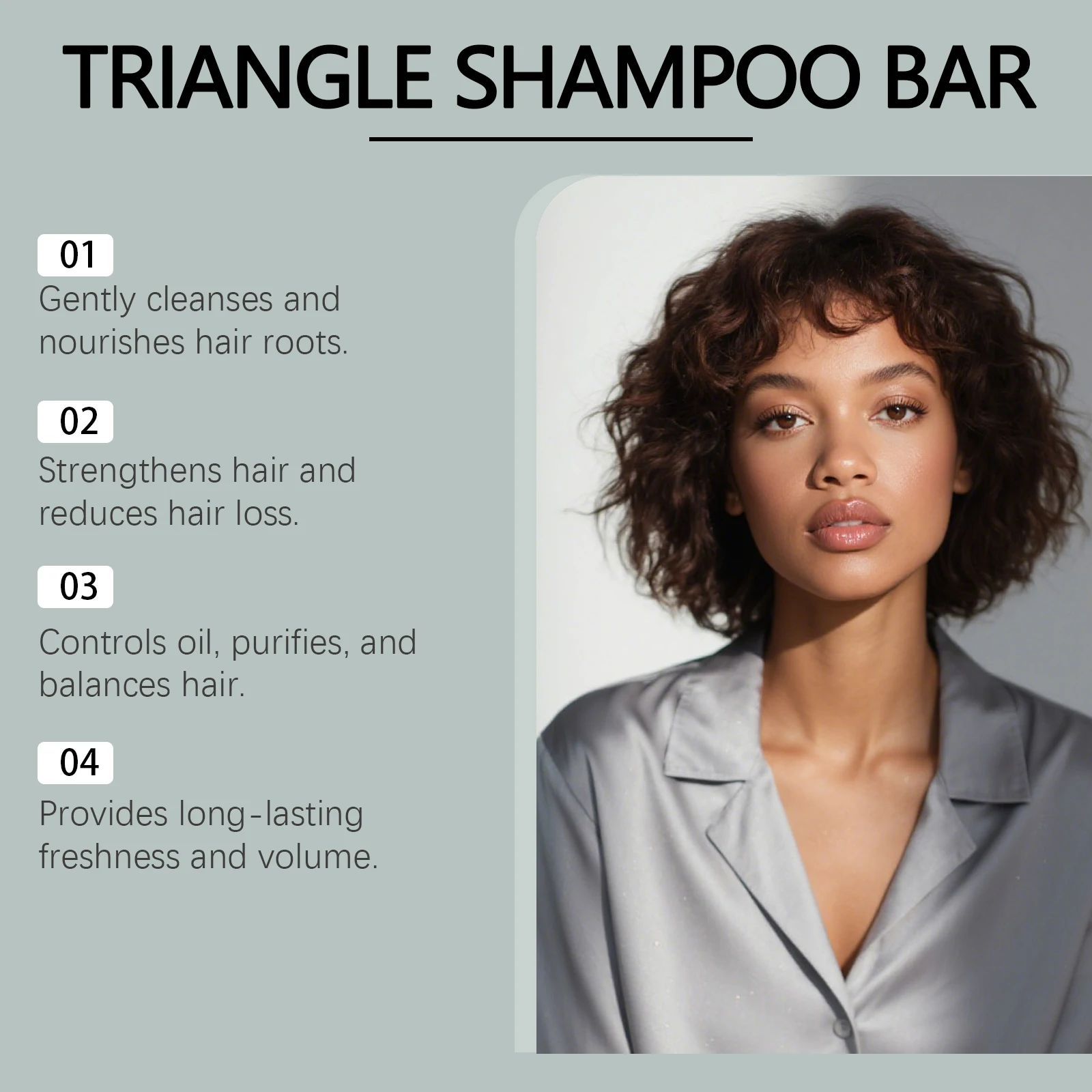 Triangle Green Hair Growth Soap Nourish Hair Roots Improve Dry Frizzy Damaged Hair Repair Regulate Grease Anti Hair Loss Shampoo thumbnail 6