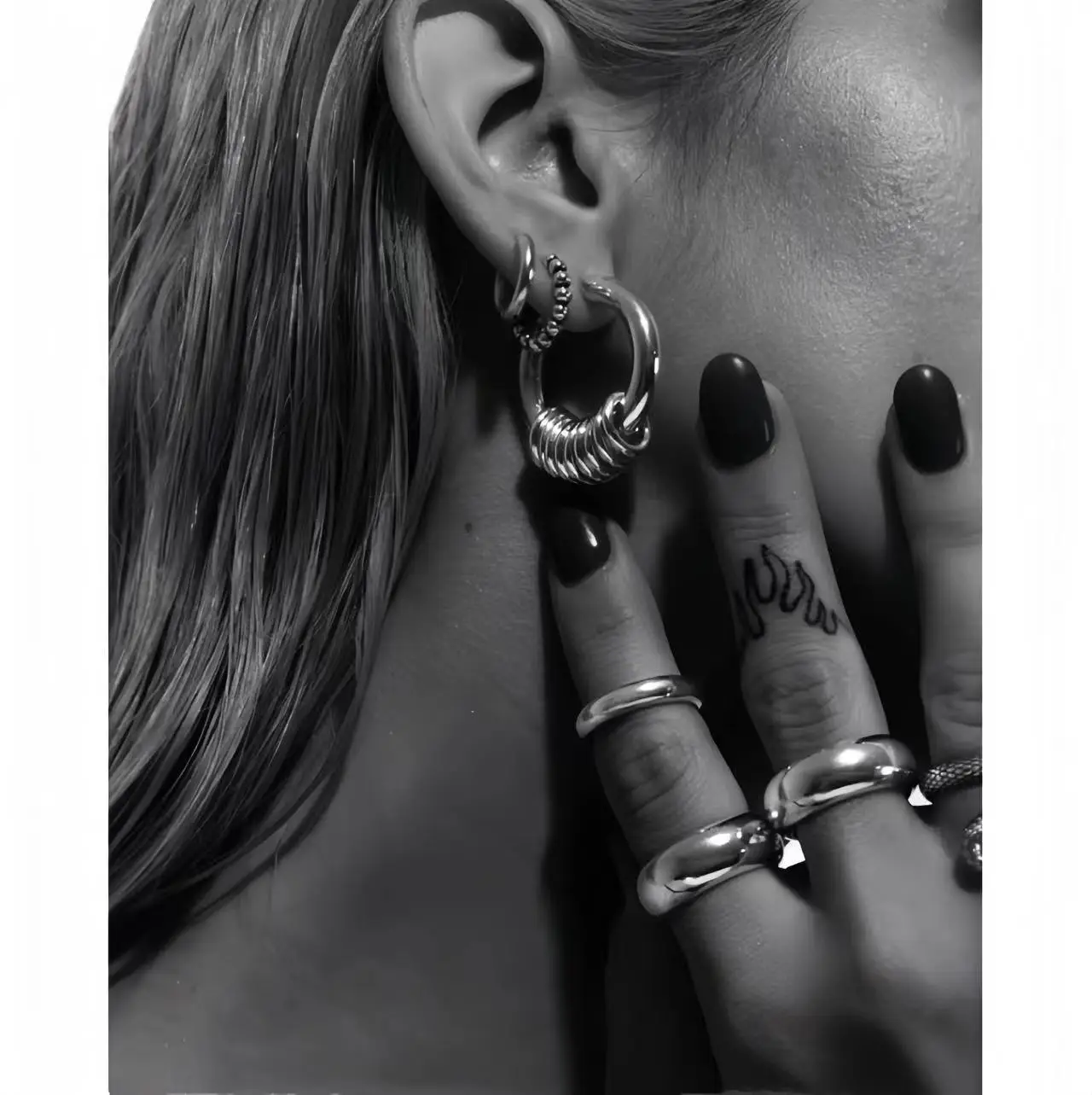 Y2k Personalized Creative Stainless Steel Geometric Circle Earrings, Punk Style Women's Fashion Earrings