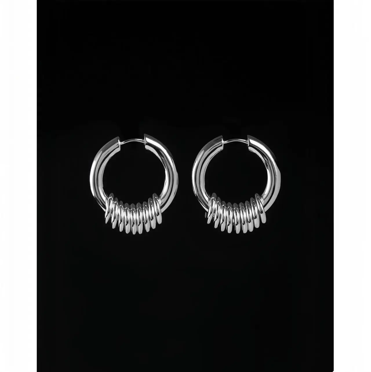 Y2k Personalized Creative Stainless Steel Geometric Circle Earrings, Punk Style Women's Fashion Earrings thumbnail 2