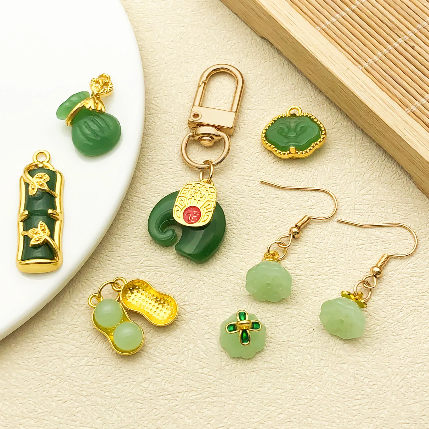 Mix 10/25pcs Chinese-style imitate Hetian Jade Natural Stone Charms Pendants Perfect for DIY Necklace, Earring Bracelet Craftin thumbnail 5