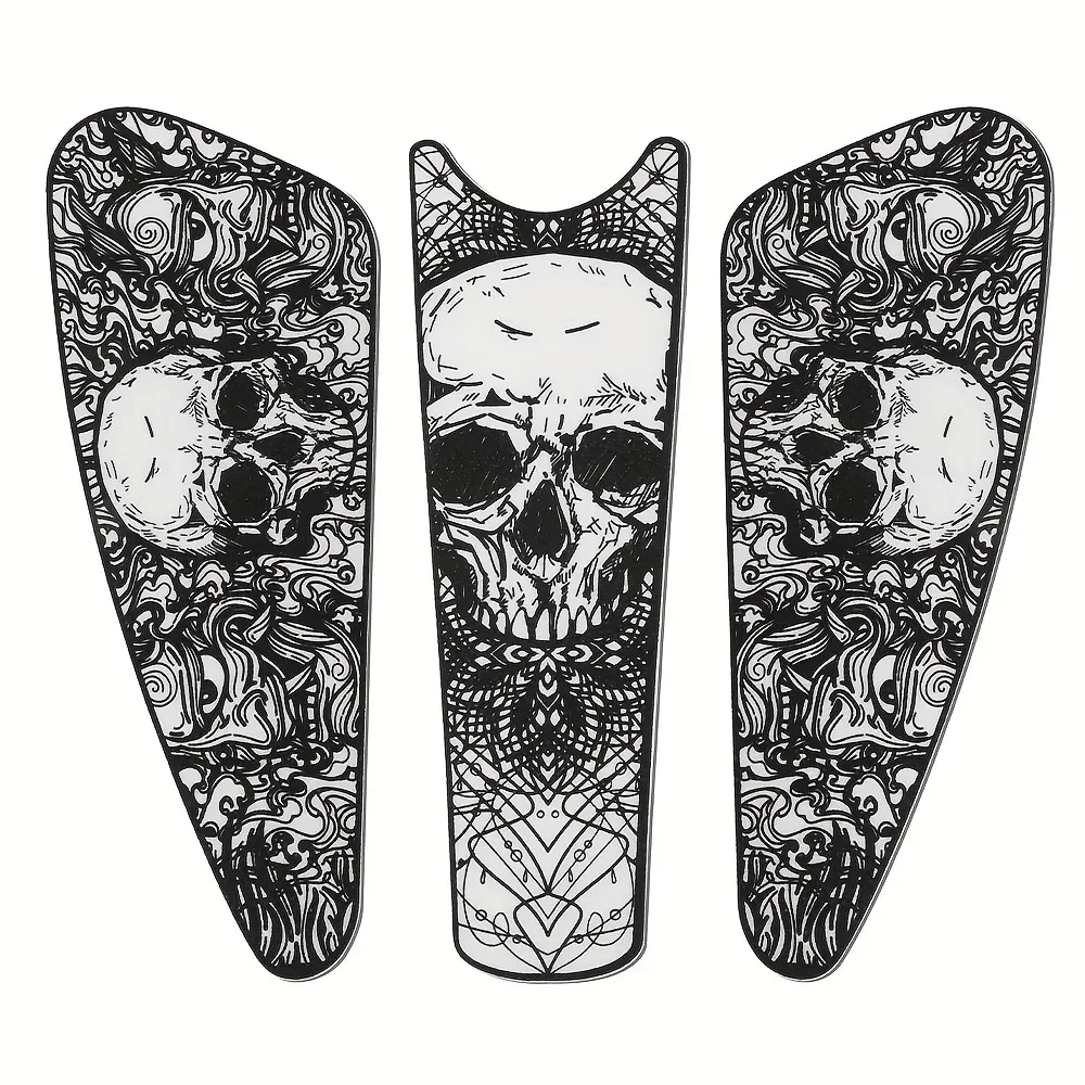 3Pcs/sheet Extra large motorcycle fuel tank sticker, retro gothic pattern, PVC material, suitable for Harley Sportster thumbnail 3