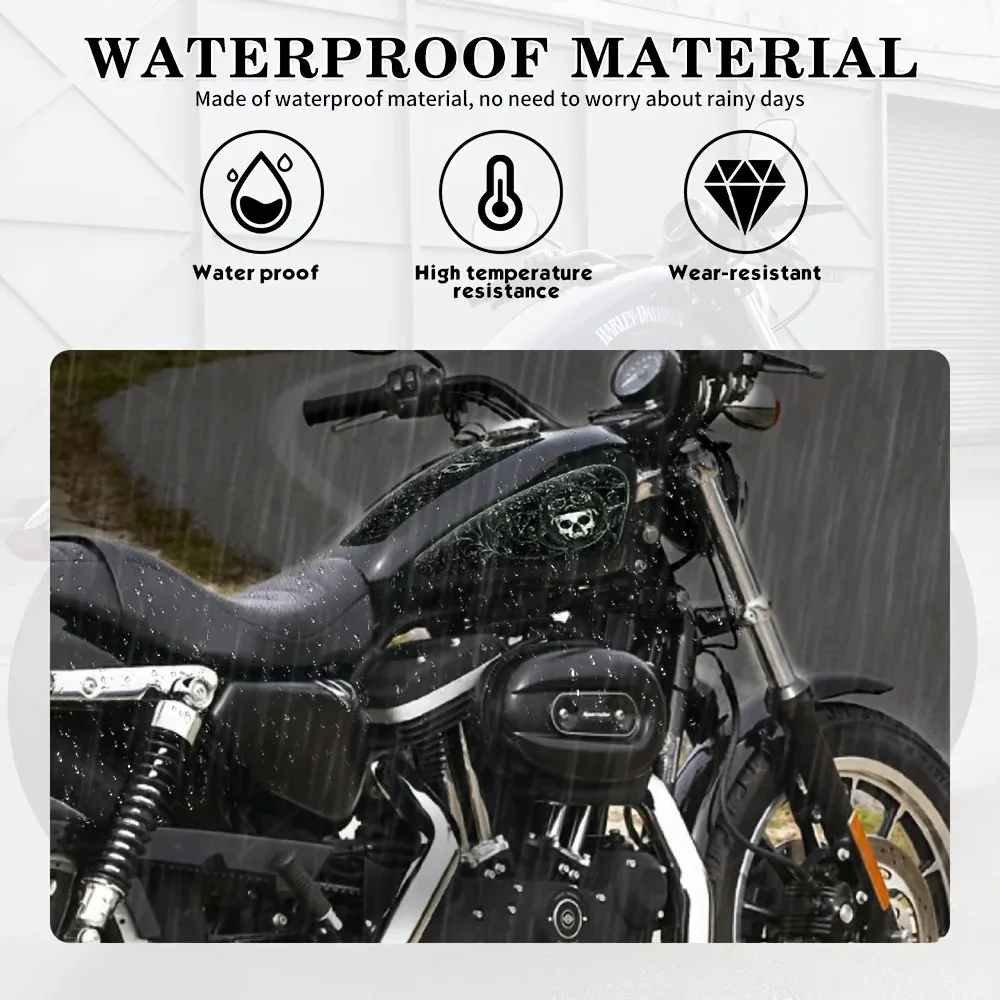 3Pcs/sheet Extra large motorcycle fuel tank sticker, retro gothic pattern, PVC material, suitable for Harley Sportster thumbnail 5