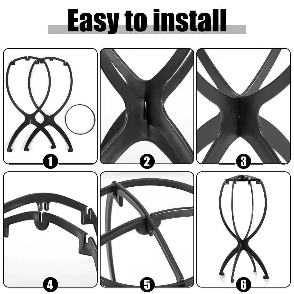 2 foldable wig stands, plastic portable hat display stand, durable barber shop fashion model stand, Wig racks thumbnail 5