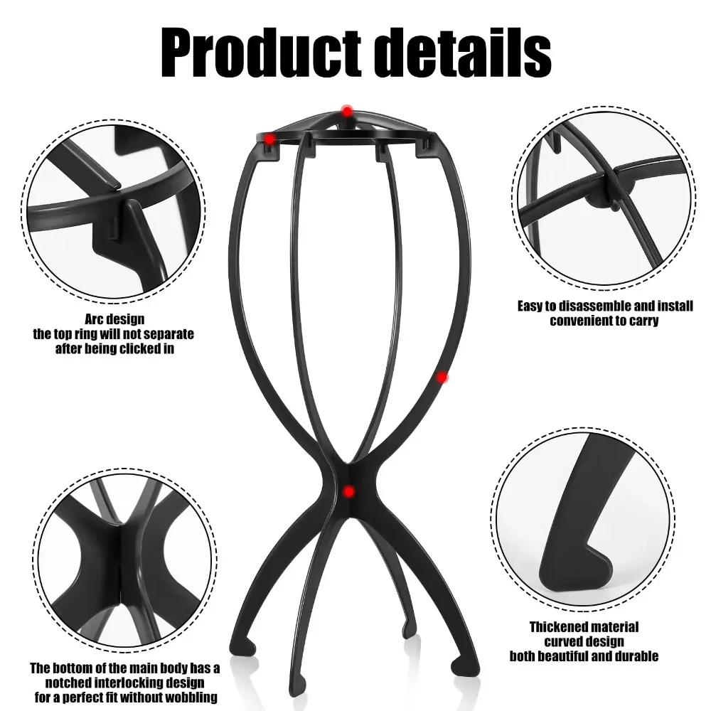 2 foldable wig stands, plastic portable hat display stand, durable barber shop fashion model stand, Wig racks thumbnail 4