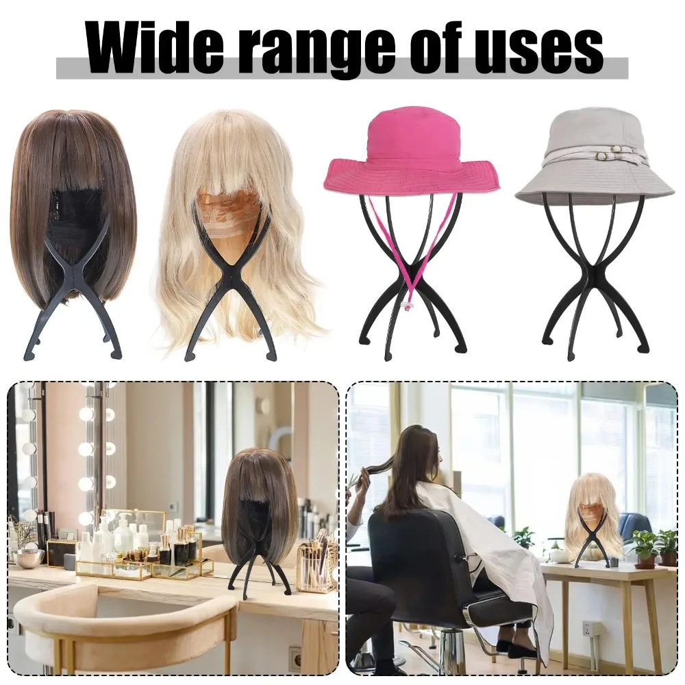 2 foldable wig stands, plastic portable hat display stand, durable barber shop fashion model stand, Wig racks thumbnail 6