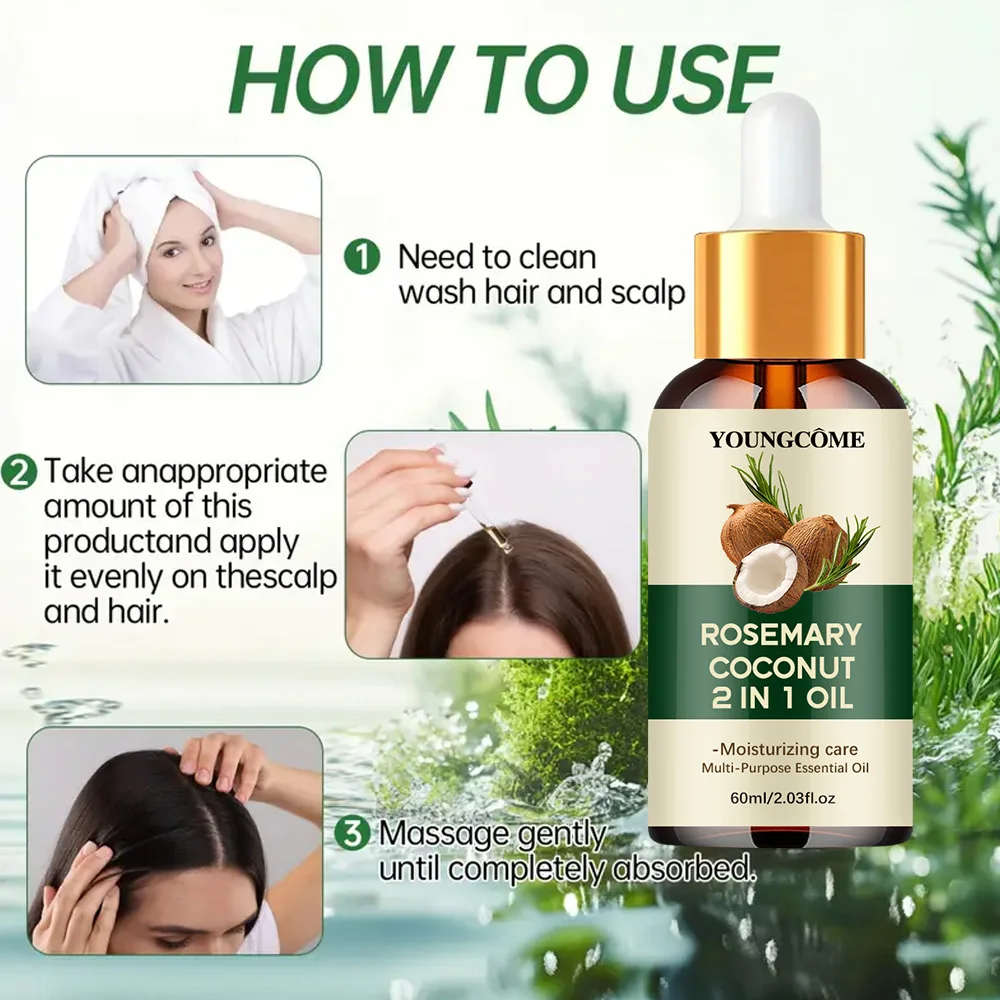 Rosemary Oil Hair Essential Coconut Oil Improve Hair Loss And Nourishes Strengthen Hair Roots Scalp Treatment Hair Care thumbnail 3