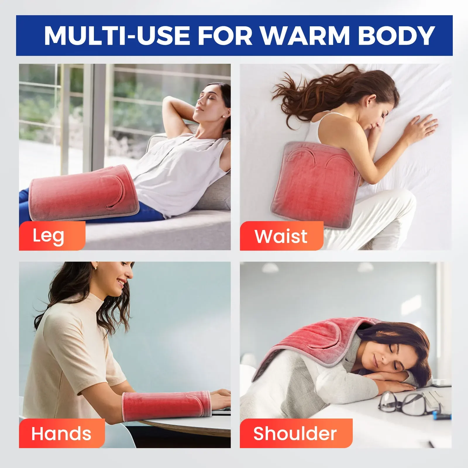 9-gear Electric Foot Heating Pad Portable Winter Soft Plush Washable Foot Warmer 4 Timer Heater Foot Warming Mat for Home Office thumbnail 3