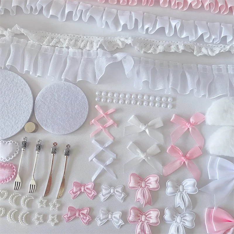 Barchito Color Material Package Set Collection Girls' Pink Bow Lace Accessories Pain Pack Supporting Accessories thumbnail 3