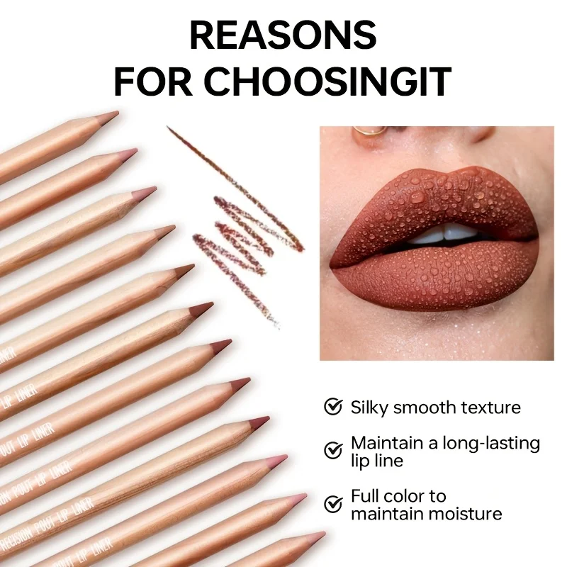 Matte Lip Liner Pencil Nude, Long-Lasting Waterproof, Smudge-Proof, Precise Outline, Smooth Creamy Formula thumbnail 3