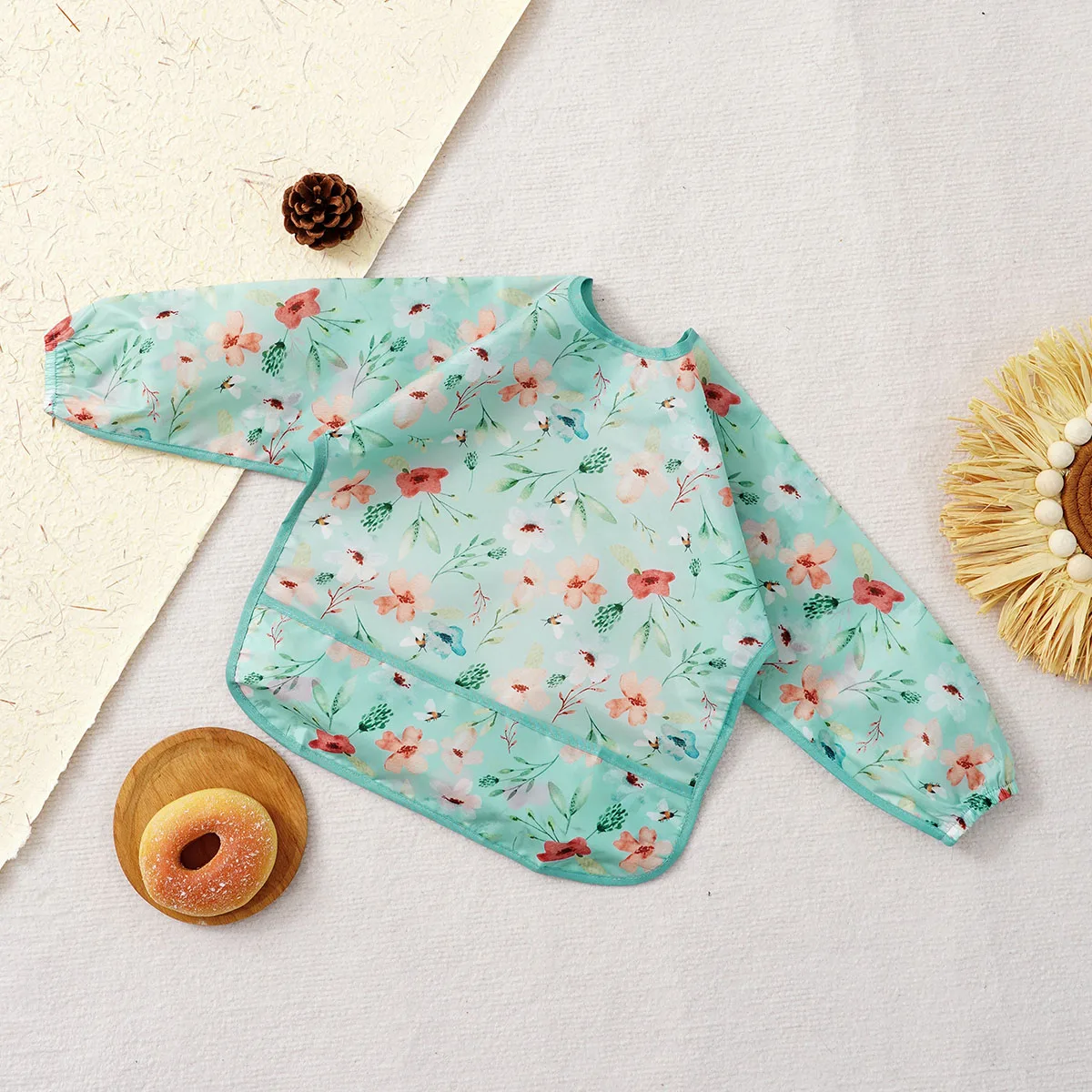 New Easy Clean Waterproof Infant Bibs Baby Long Sleeve Coverall Feeding Bib Fashion Full Body Cover thumbnail 6