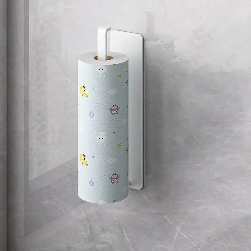 Wall-Mounted Kitchen Tissue Holder Free-Punching Roll Paper Storage Rack Kitchen Tissue Preservation Film Towel Storage Rack thumbnail 5
