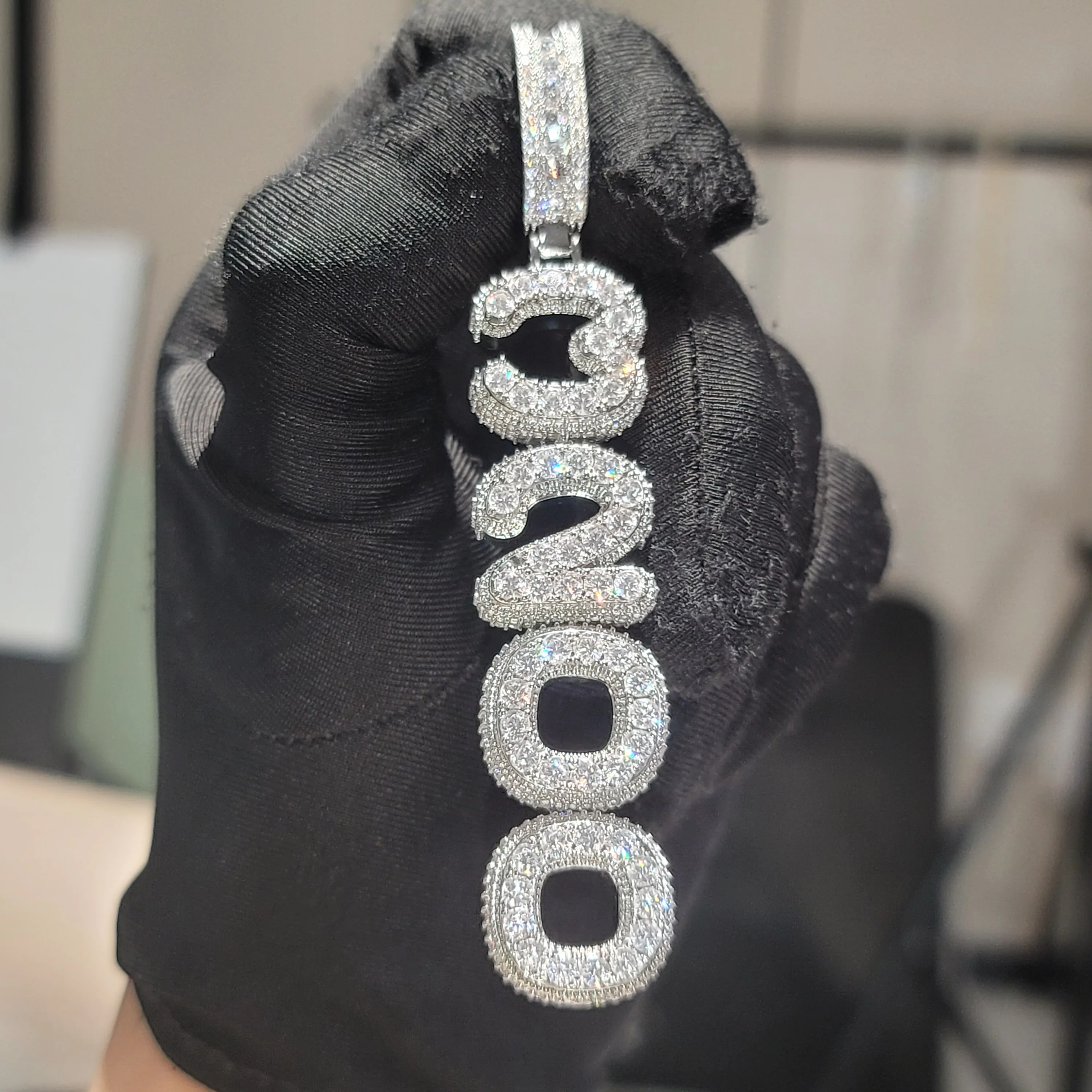 Custom Name Vertical Necklace Pendant Fashion Cube Double Layer Word Jewelry Personalized Iced Out Letter Number Chain For Men thumbnail 5
