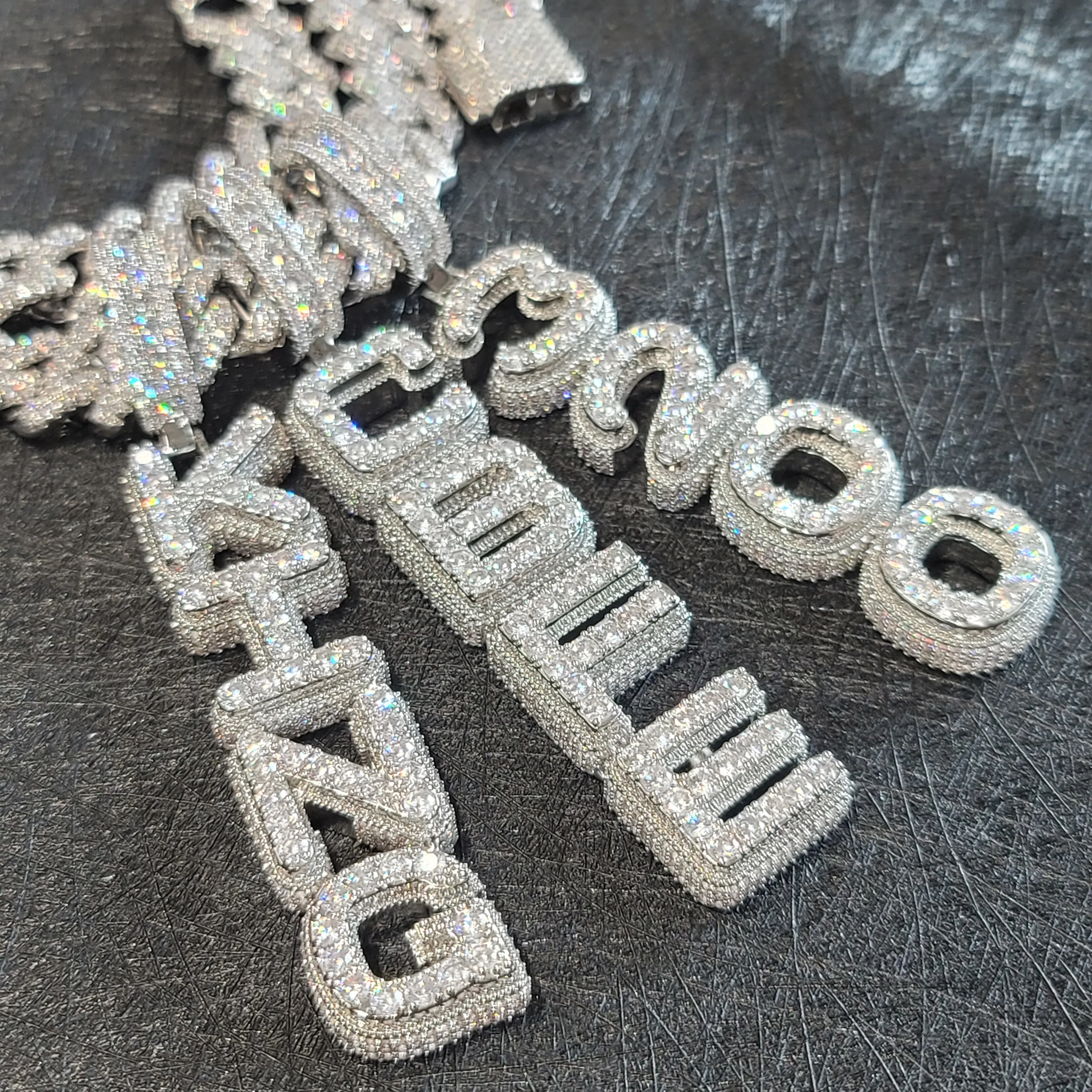 Custom Name Vertical Necklace Pendant Fashion Cube Double Layer Word Jewelry Personalized Iced Out Letter Number Chain For Men thumbnail 4