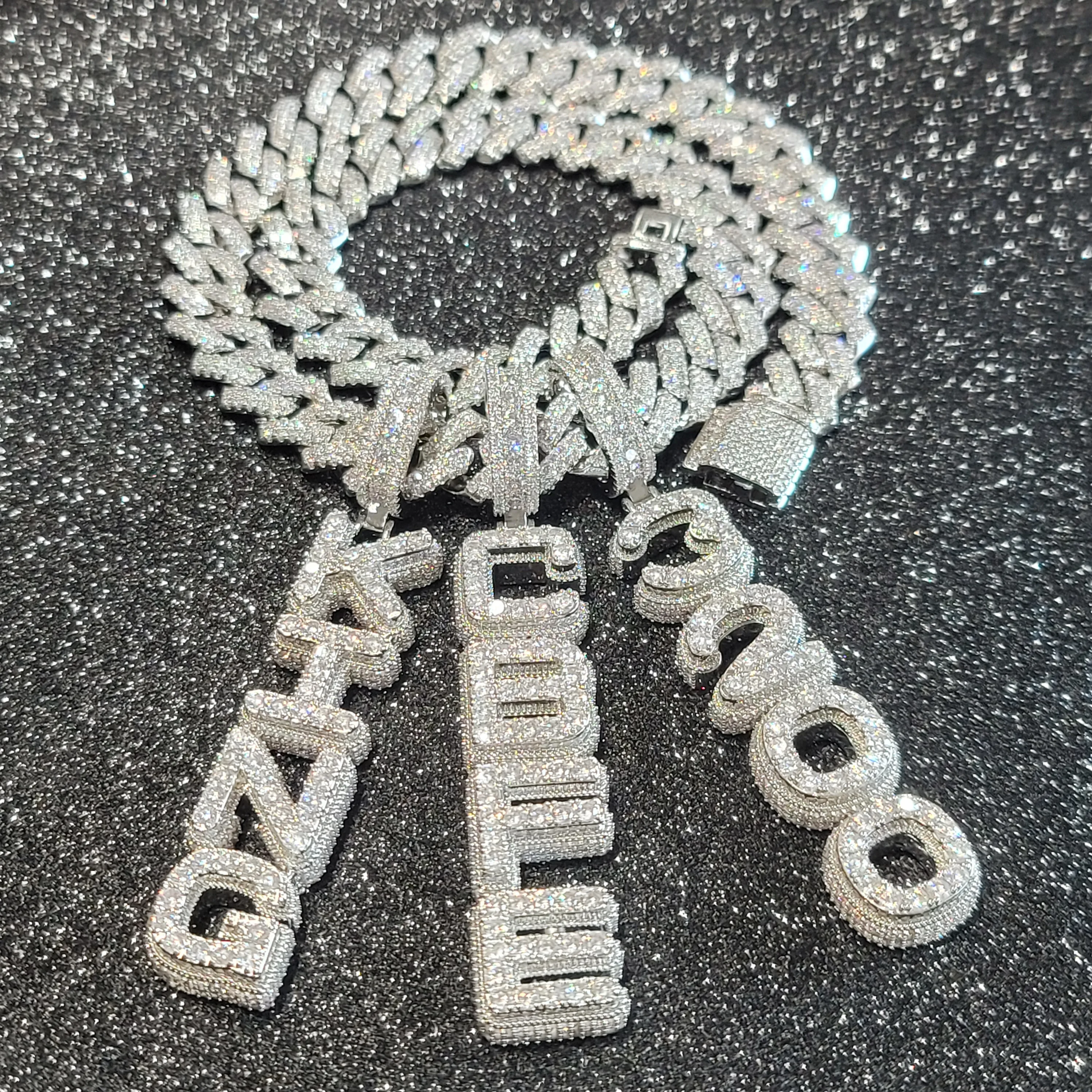 Custom Name Vertical Necklace Pendant Fashion Cube Double Layer Word Jewelry Personalized Iced Out Letter Number Chain For Men thumbnail 6