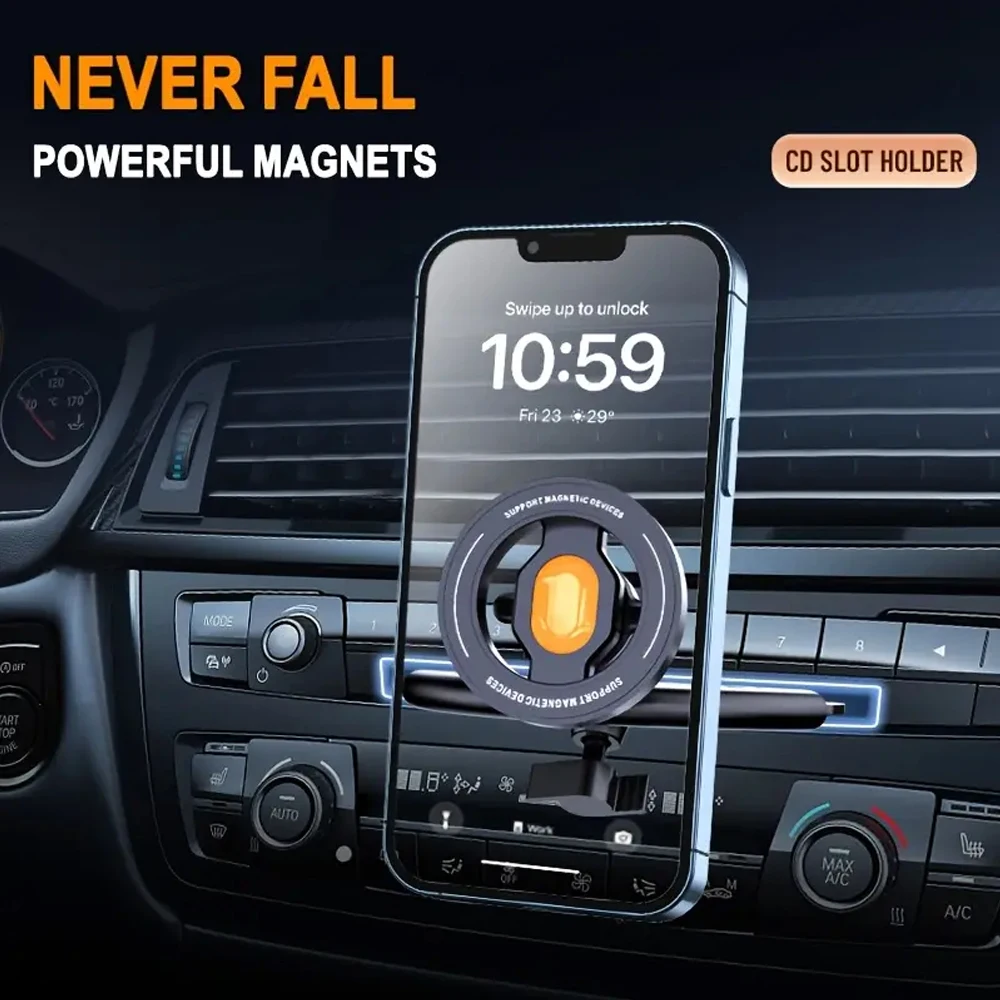 Magnetic Car CD Slot Mount Magsafe Phone Holder Universal Mobile Bracket Clip Support for IPhone 16/15/14/13/12 Samsung Xiaomi thumbnail 4
