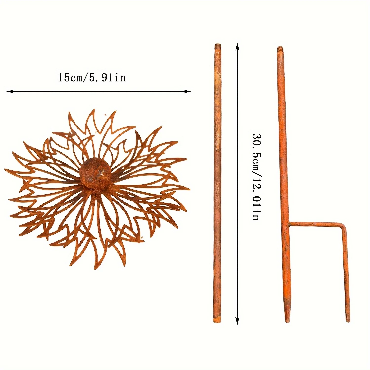 1pc Rustic Bluebonnet Metal Stake Decorative Garden Art Rust Finish Iron Lawn Ornament Outdoor Decorations for Garden Yard Metal thumbnail 6