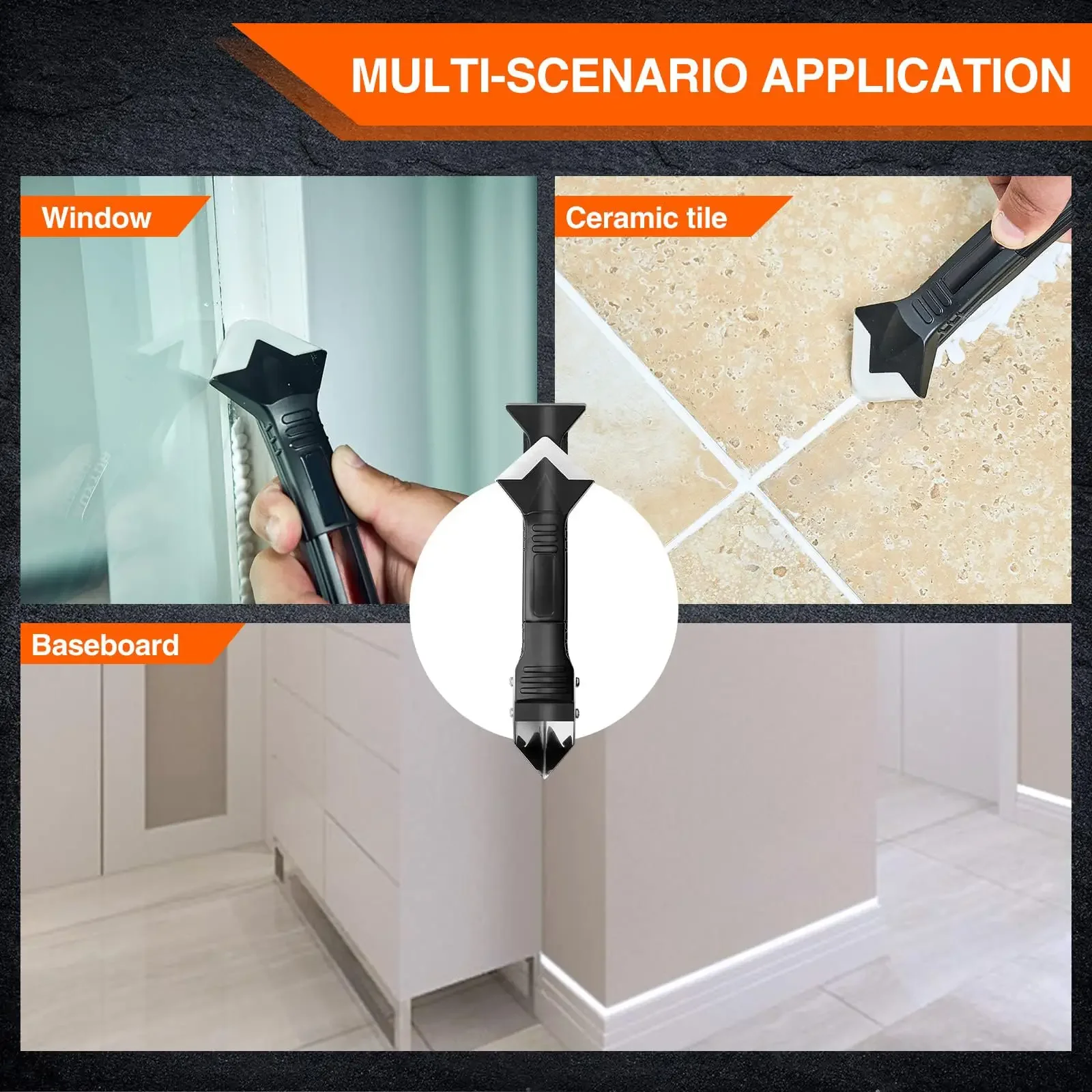 5 in 1 Multi-function Scraper Tool Sealant Finishing Tool Caulk Remover & Glass Glue Angle Scraper for Bathroom Kitchen Floor thumbnail 4
