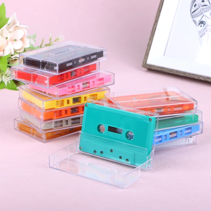 Audio Cassette Set with Clear Storage Box & 45 Min Blank Tape for Perfect Music Recording