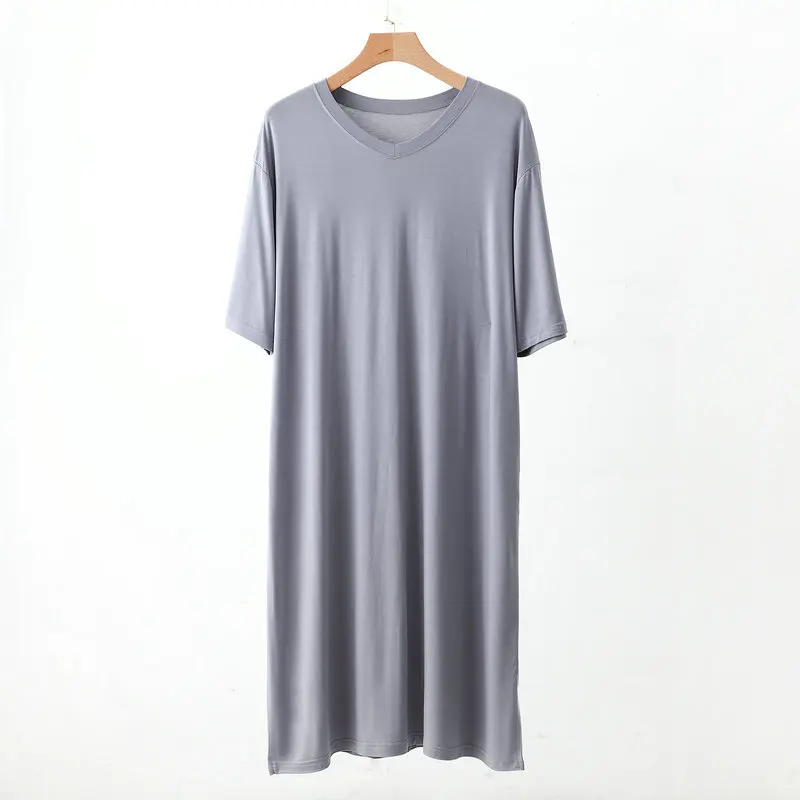 Modal Cotton Sleepwear V-Neck Loose Fit Lightweight Summer Men's Robe Home Outdoor Casual Comfortable Long Sleeve Three-Quarter thumbnail 4