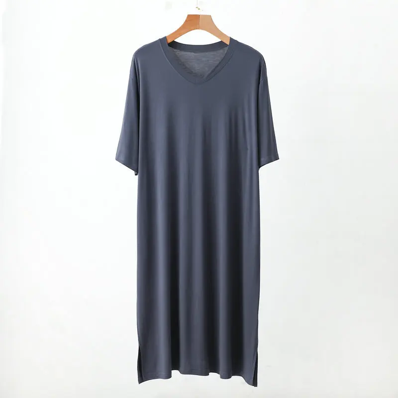 Modal Cotton Sleepwear V-Neck Loose Fit Lightweight Summer Men's Robe Home Outdoor Casual Comfortable Long Sleeve Three-Quarter thumbnail 3