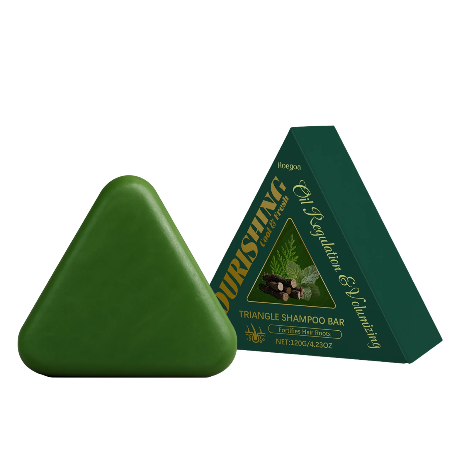 Nature Triangle Shampoo Bar Relieve Scalp Itching Refreshing Oil Control Remove Dandruff Improve Hair Loss Care Green Hair Soap thumbnail 2