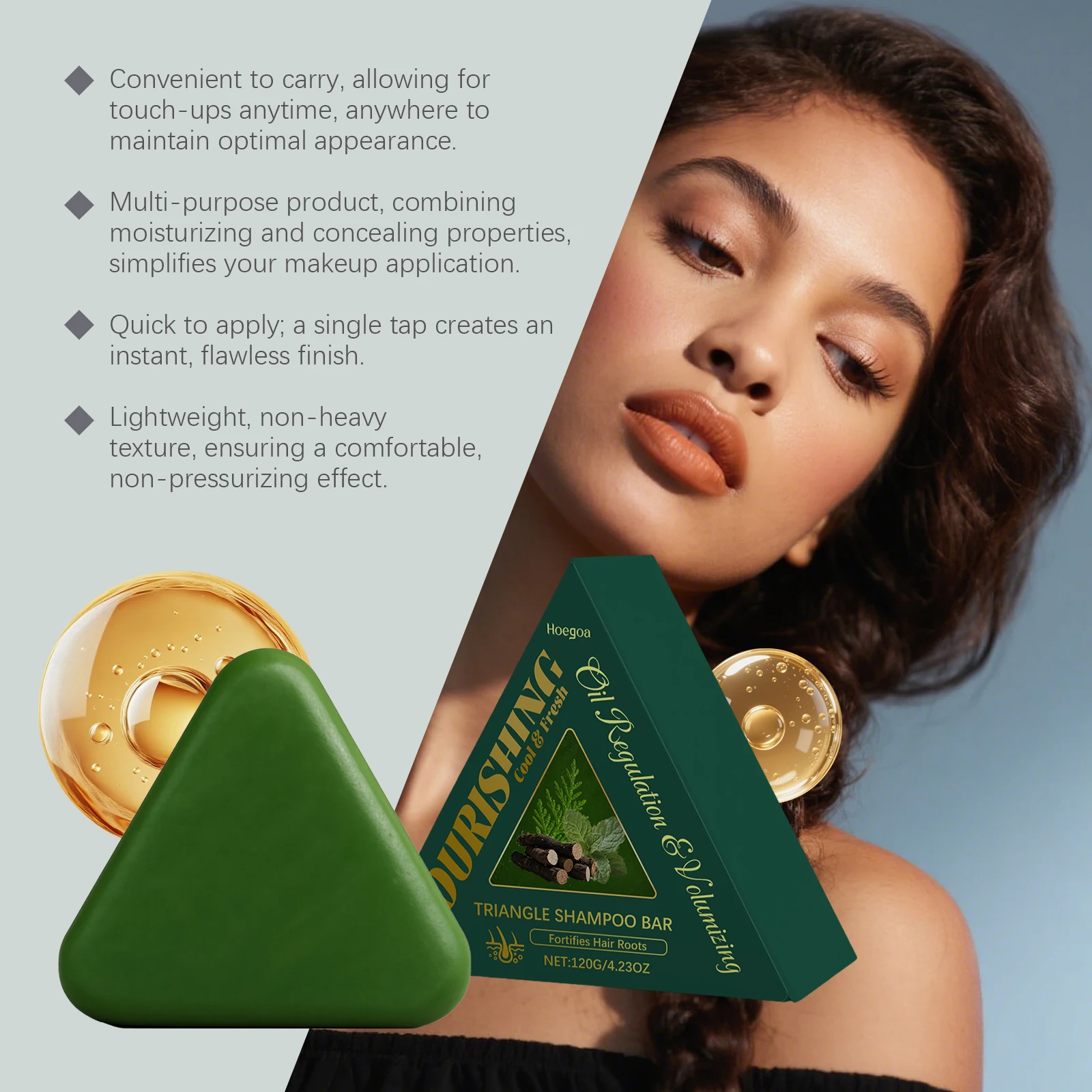 Nature Triangle Shampoo Bar Relieve Scalp Itching Refreshing Oil Control Remove Dandruff Improve Hair Loss Care Green Hair Soap thumbnail 6