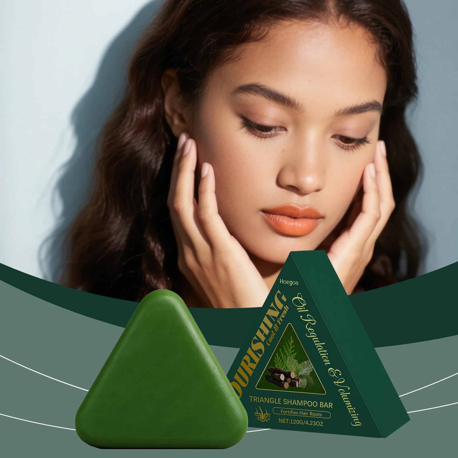 Nature Triangle Shampoo Bar Relieve Scalp Itching Refreshing Oil Control Remove Dandruff Improve Hair Loss Care Green Hair Soap thumbnail 3