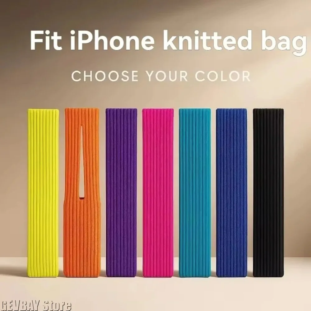 Knitted Mobile Phone Bag Anti-lost and Anti-fall Western Style Folding Mobile Phone Bag for IPhone Iphone Case Phone Cases thumbnail 3