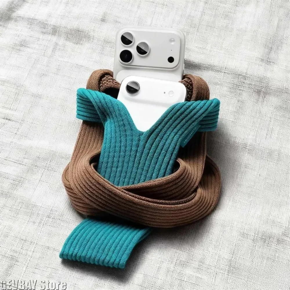 Knitted Mobile Phone Bag Anti-lost and Anti-fall Western Style Folding Mobile Phone Bag for IPhone Iphone Case Phone Cases thumbnail 4