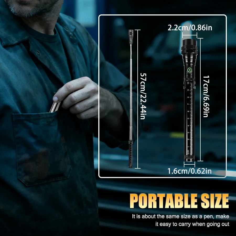 3 LED Multifunctional Telescopic Work Light, Bendable Magnetic Flashlight with Gooseneck for Car Repair Camping, Corner Picking thumbnail 6