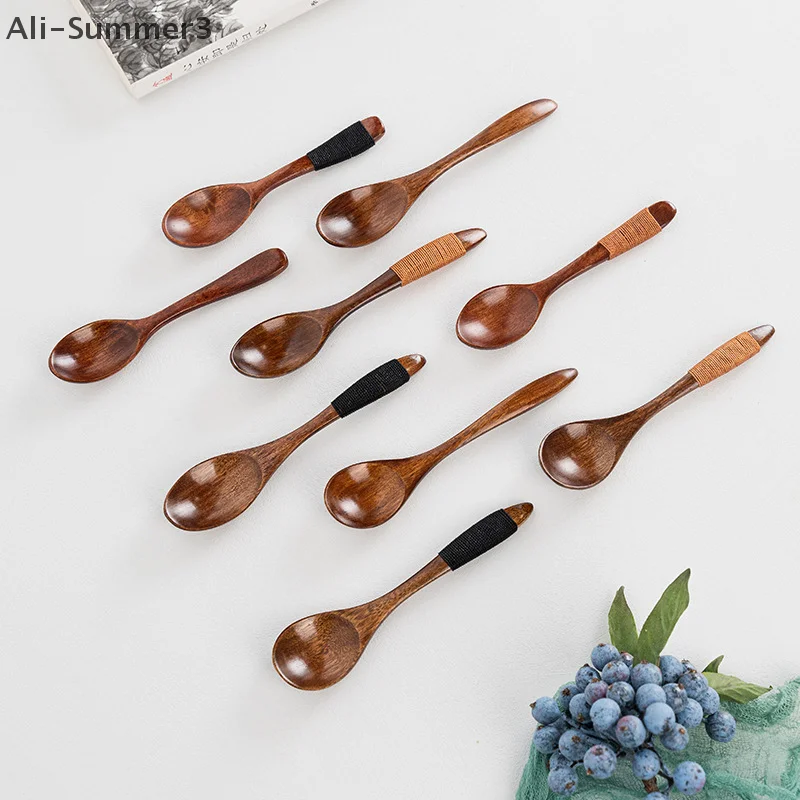 Small Wooden Spoon Children Soup Spoon Natural Wood Japanese Honey Sugar Salt Seasoning Spoon Dessert Tea Coffee Scoop Spoon thumbnail 2